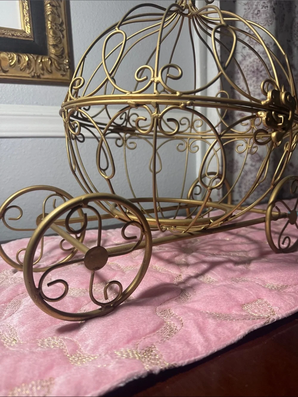 Cinderella Gold Wire Carriage Decorative Accent
